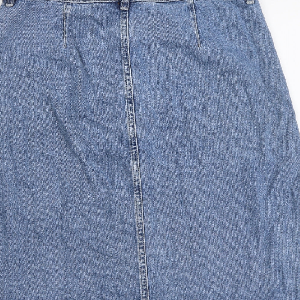 /Denim Womens Blue Cotton A-Line Skirt Size 14 Button