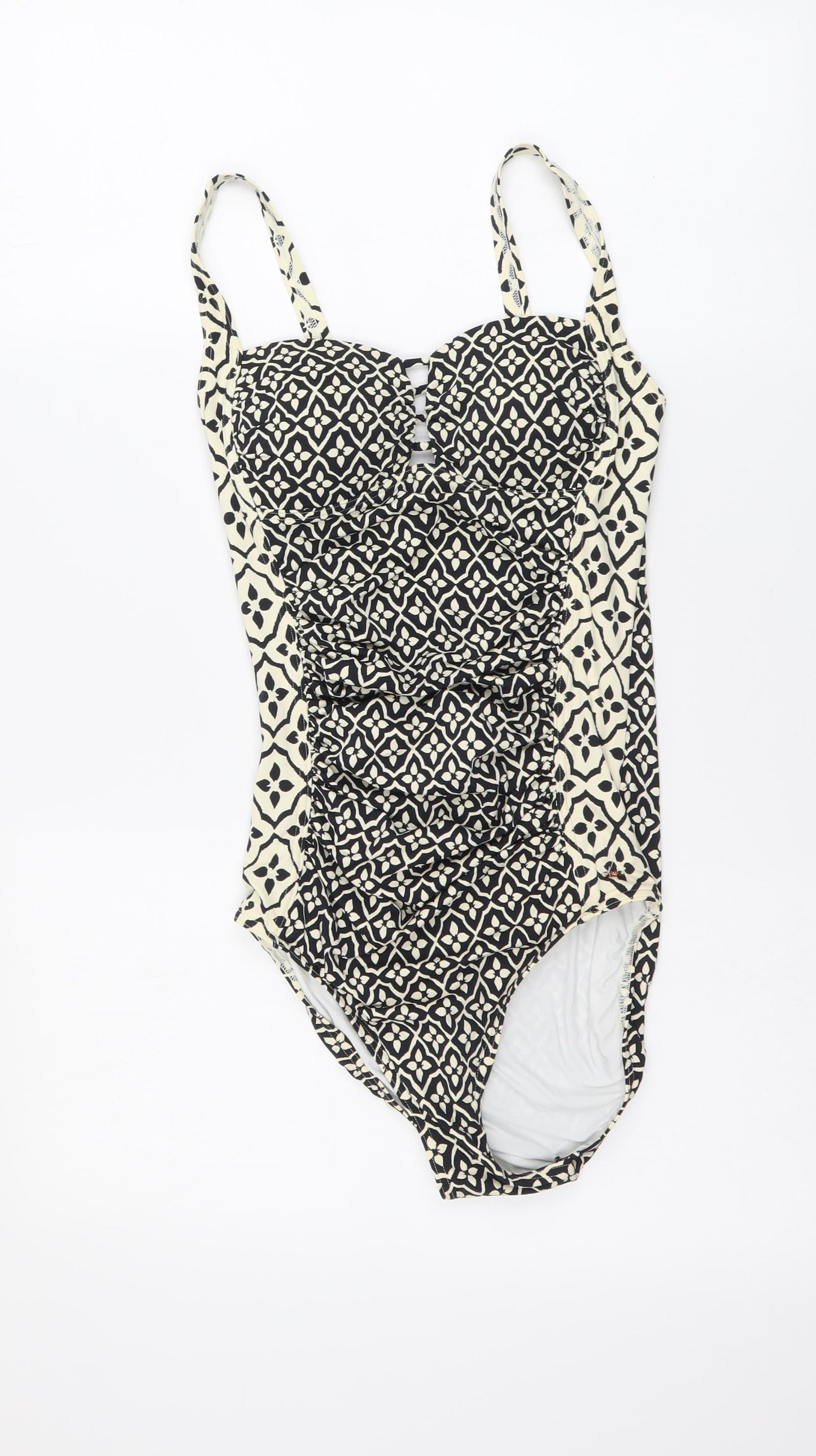 F&F Womens Black Geometric Neoprene One Piece Size 10