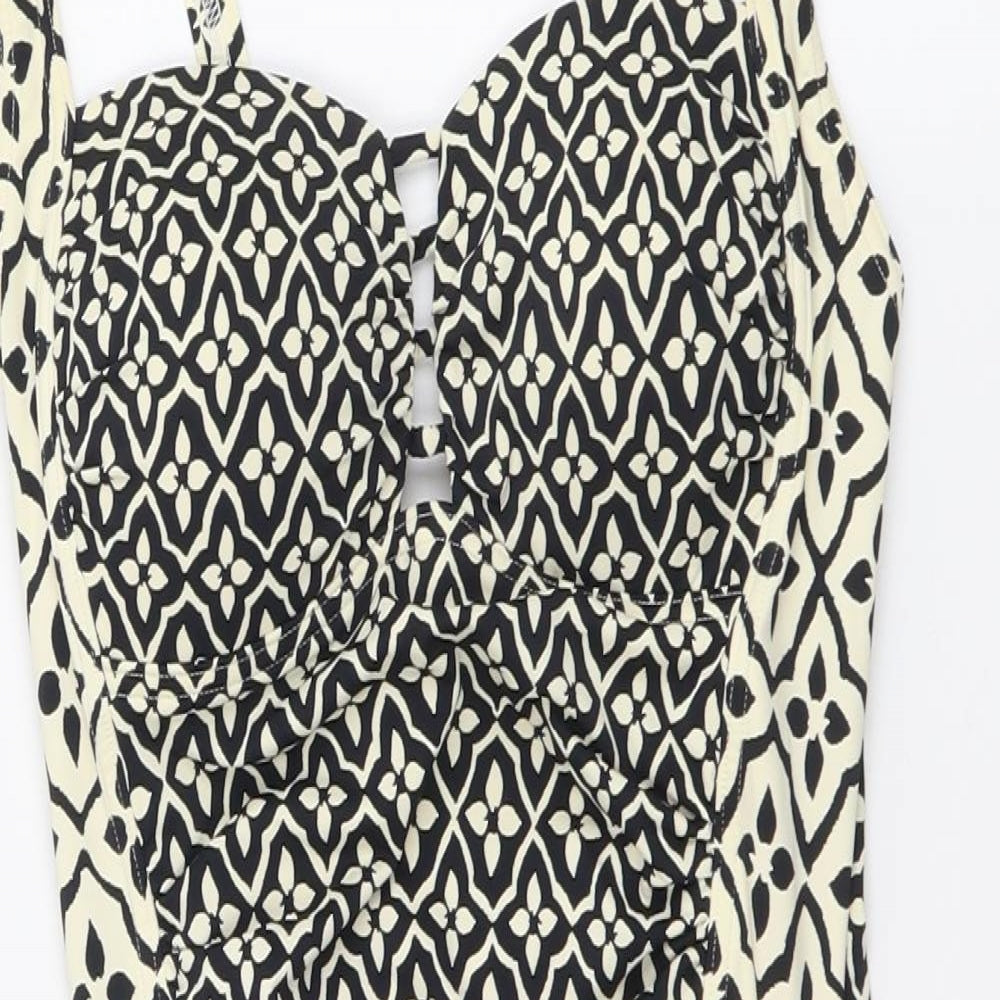F&F Womens Black Geometric Neoprene One Piece Size 10