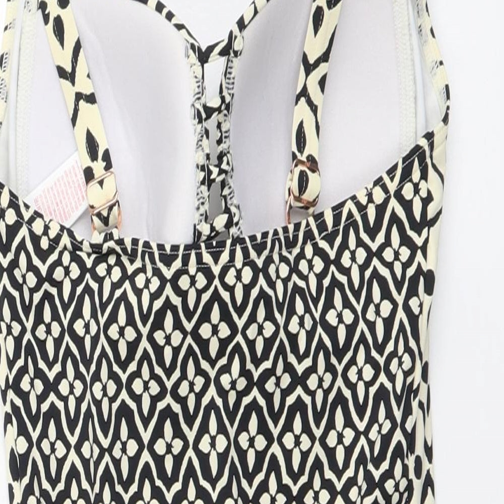 F&F Womens Black Geometric Neoprene One Piece Size 10