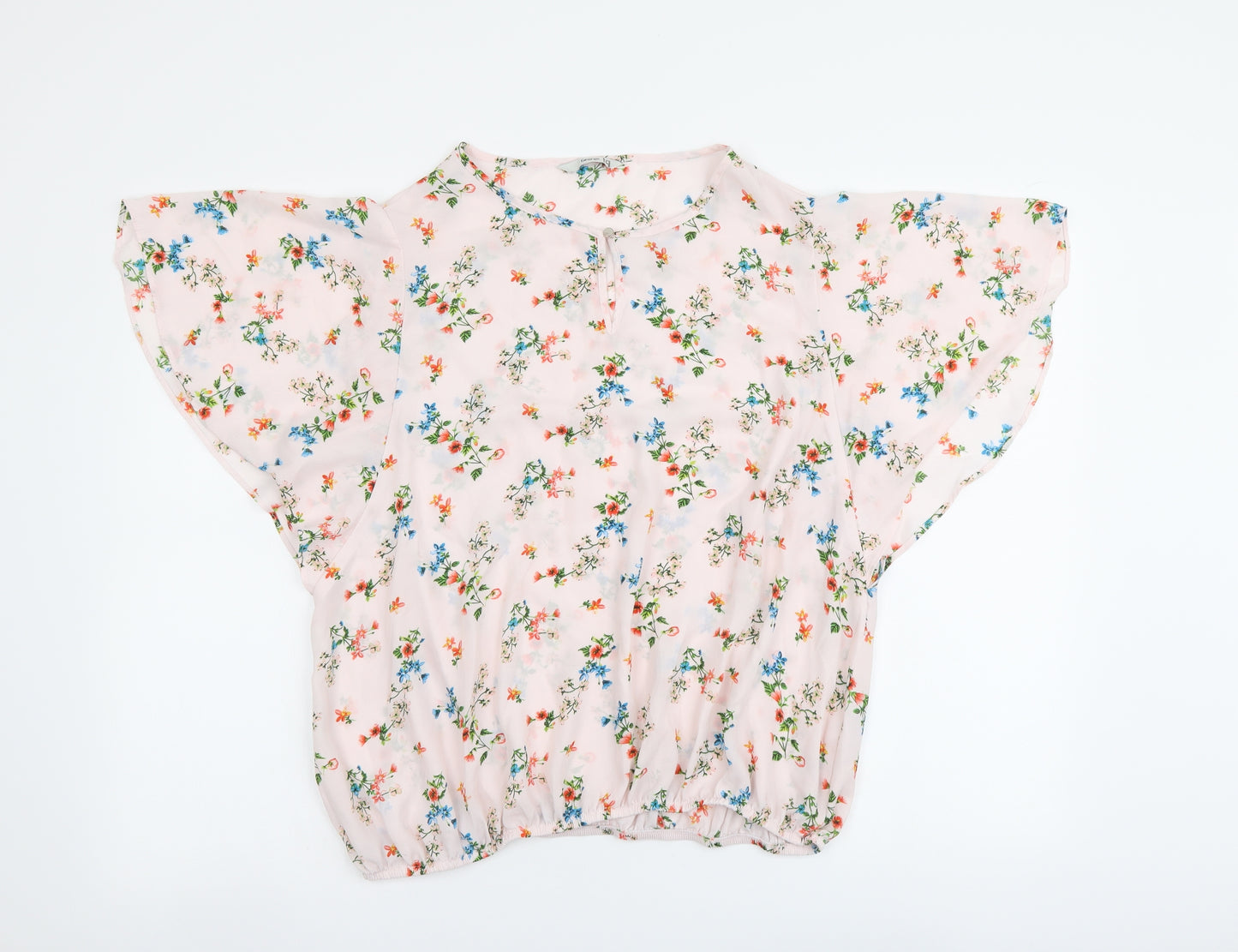 George Womens Pink Floral Polyester Basic Blouse Size 18 Round Neck