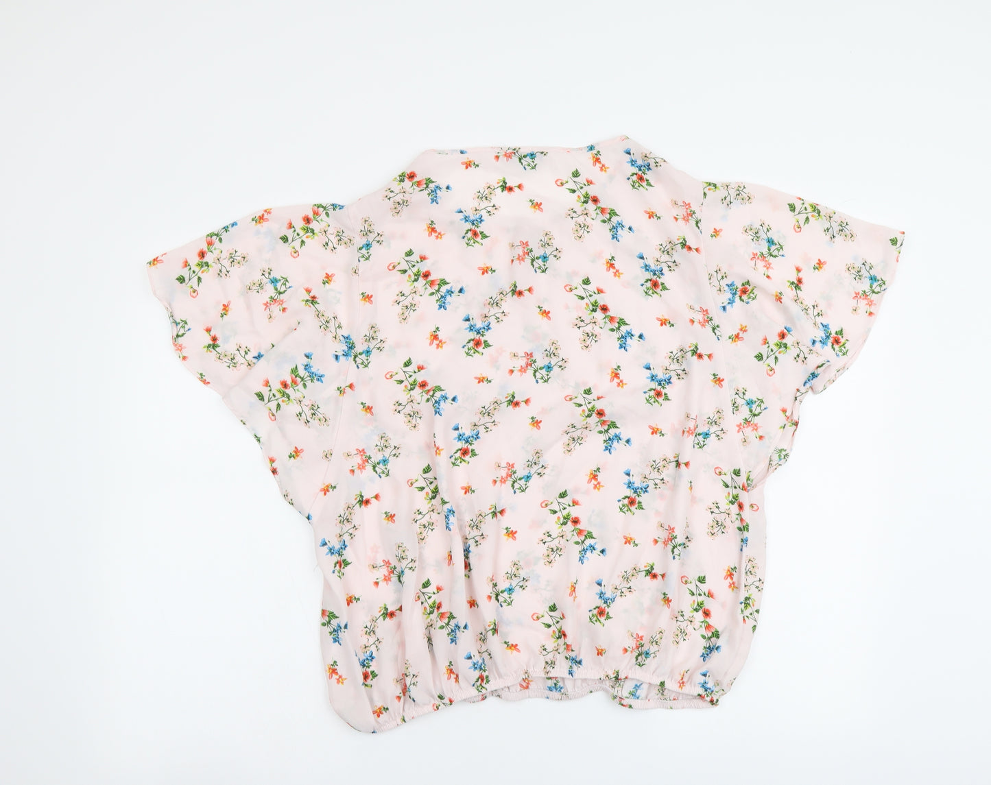 George Womens Pink Floral Polyester Basic Blouse Size 18 Round Neck