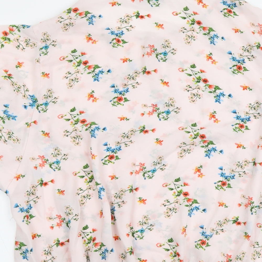 George Womens Pink Floral Polyester Basic Blouse Size 18 Round Neck
