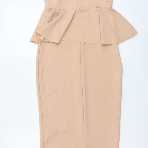 Missguided Womens Pink Polyester Bodycon Size 6 V-Neck Zip