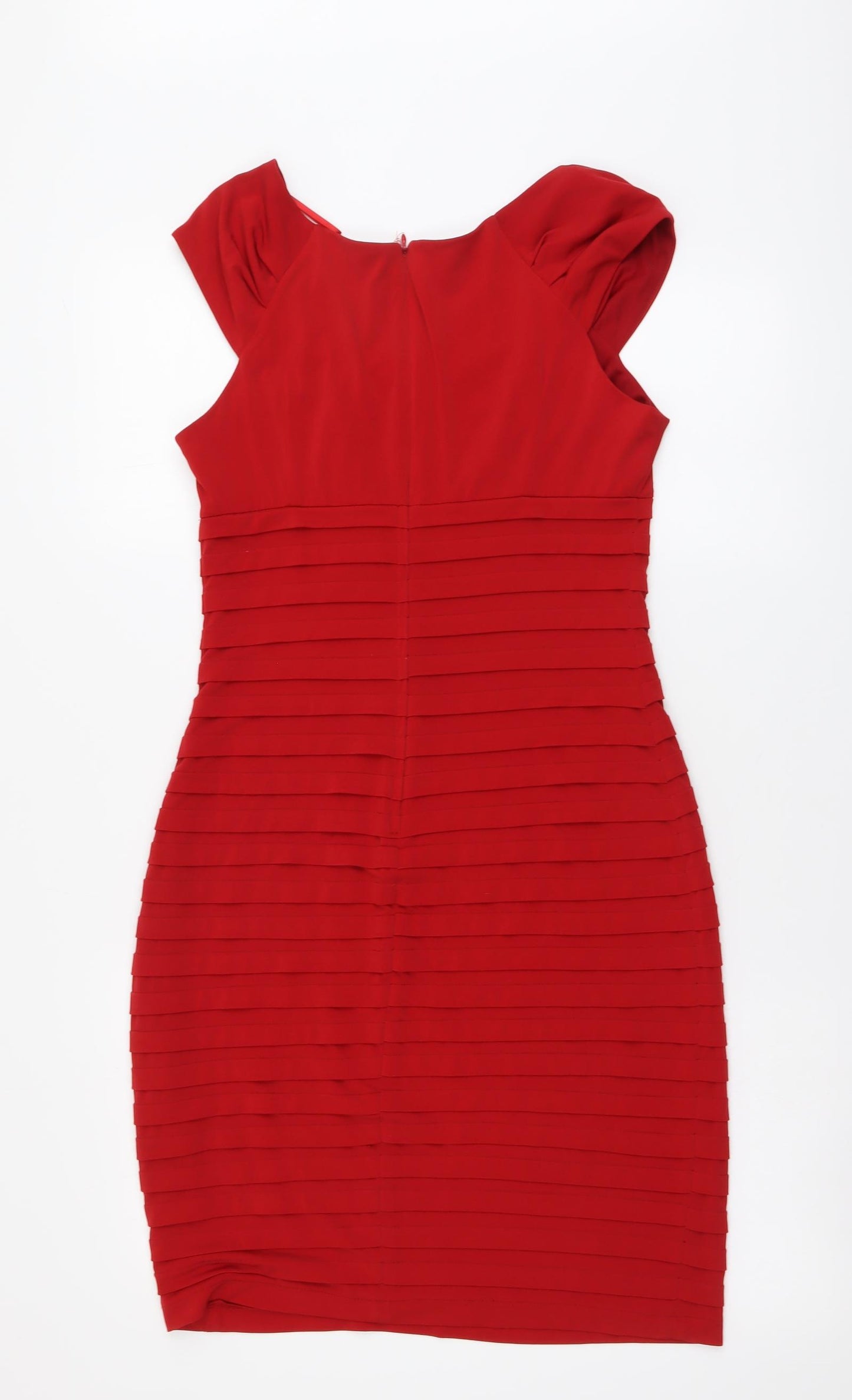 Wallis Womens Red Polyester Bodycon Size 10 Scoop Neck Zip