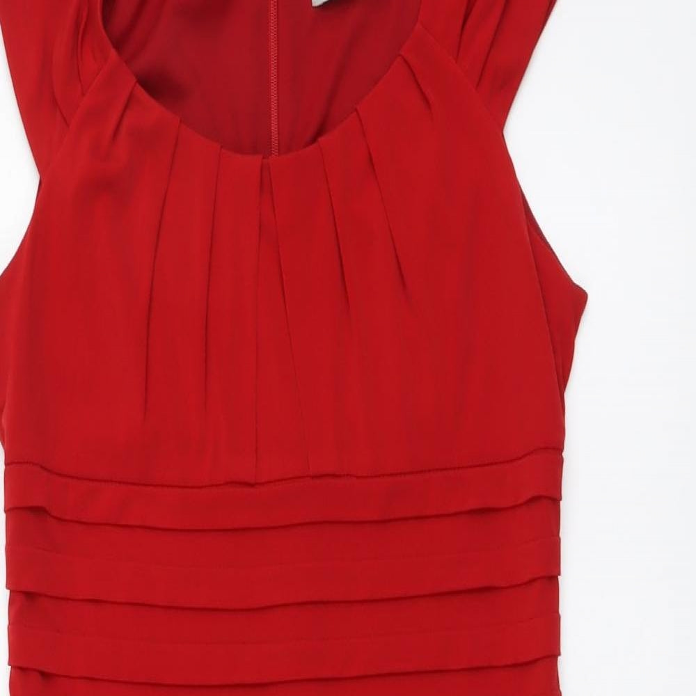 Wallis Womens Red Polyester Bodycon Size 10 Scoop Neck Zip