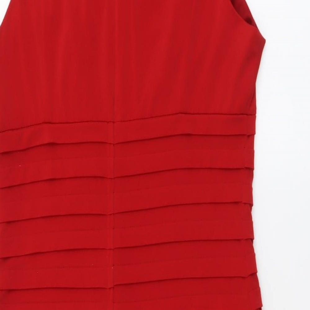 Wallis Womens Red Polyester Bodycon Size 10 Scoop Neck Zip