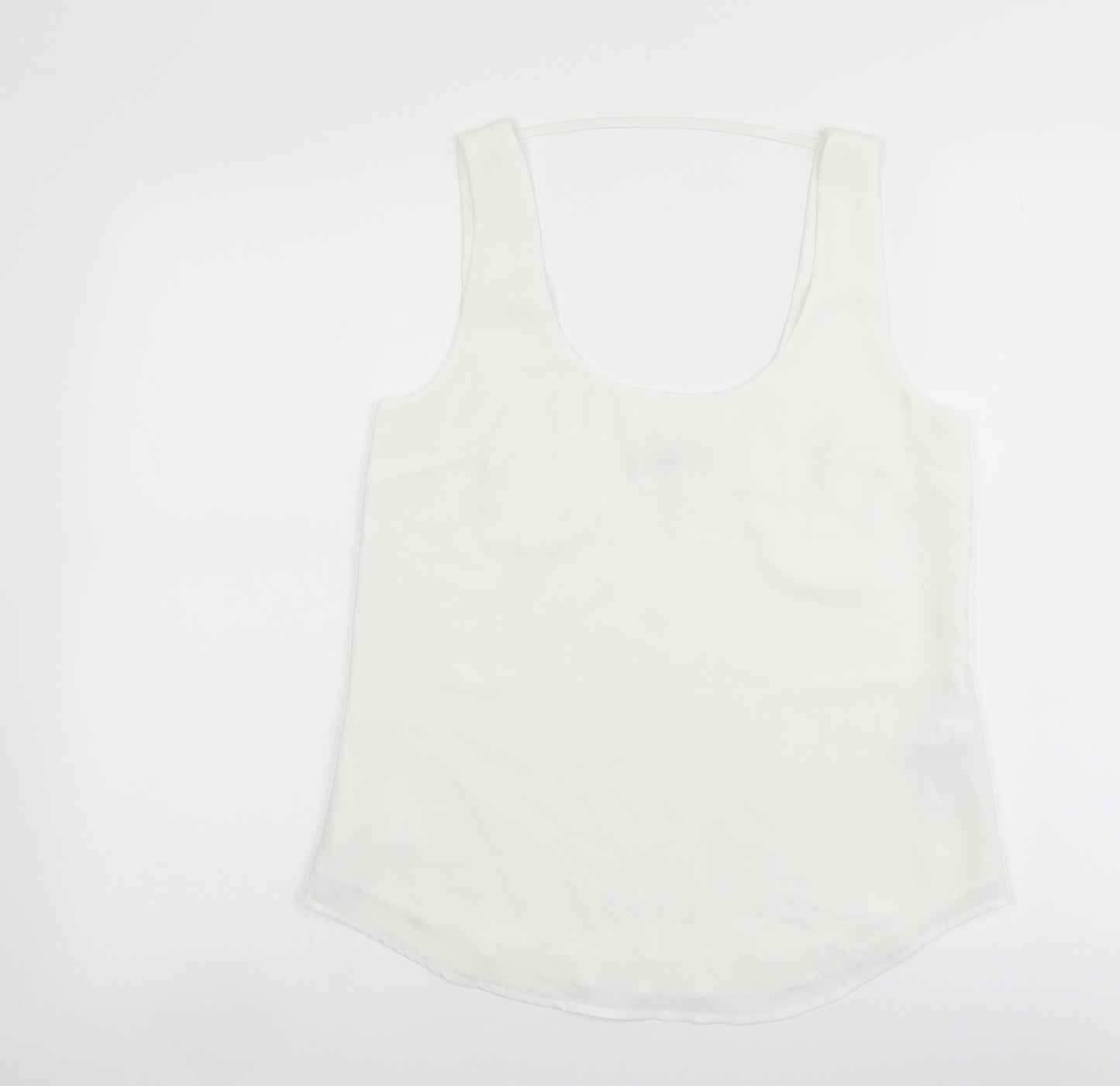 Oasis Womens White Polyester Basic Tank Size 8 Scoop Neck