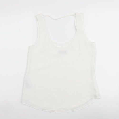 Oasis Womens White Polyester Basic Tank Size 8 Scoop Neck