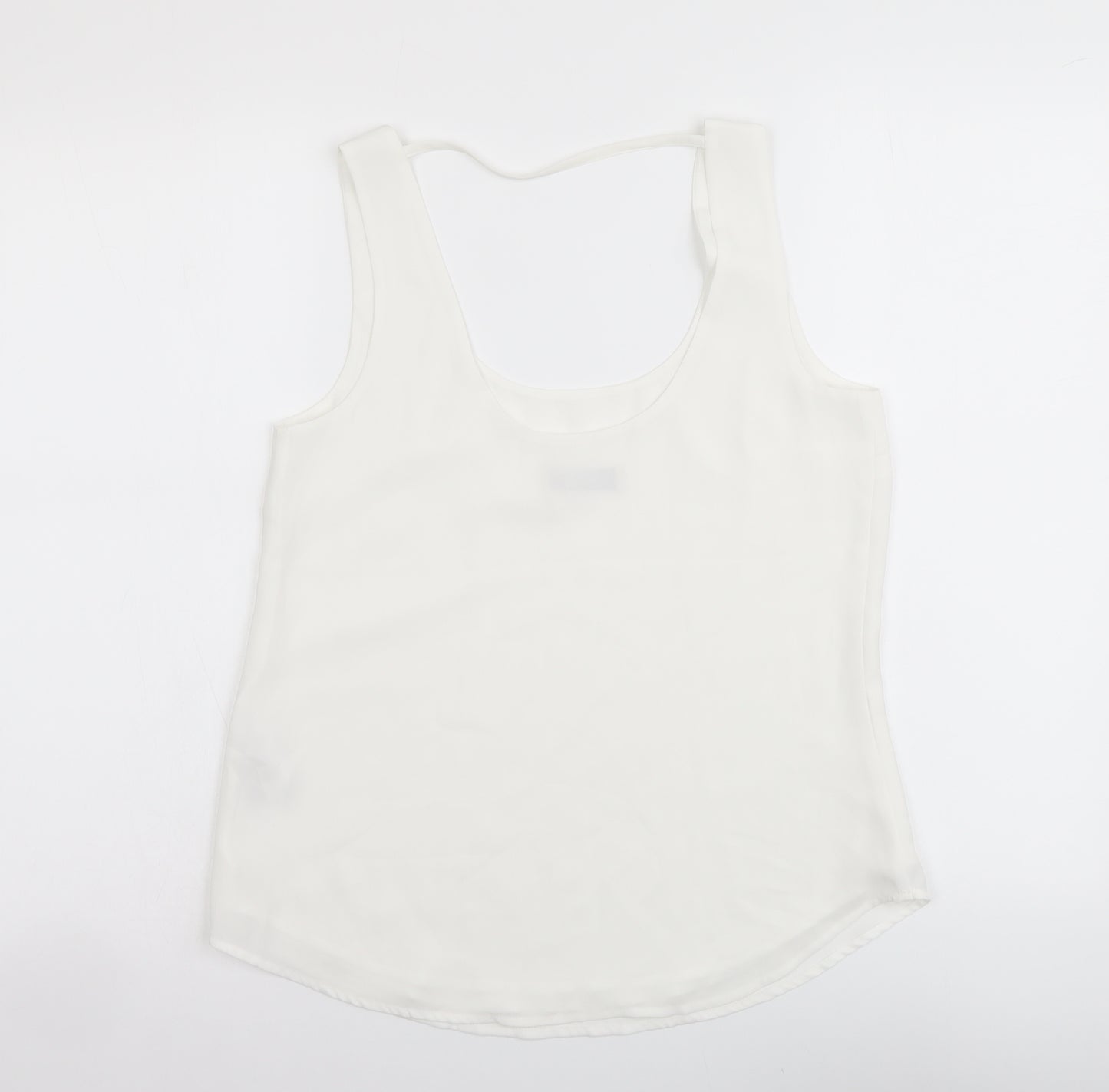 Oasis Womens White Polyester Basic Tank Size 8 Scoop Neck