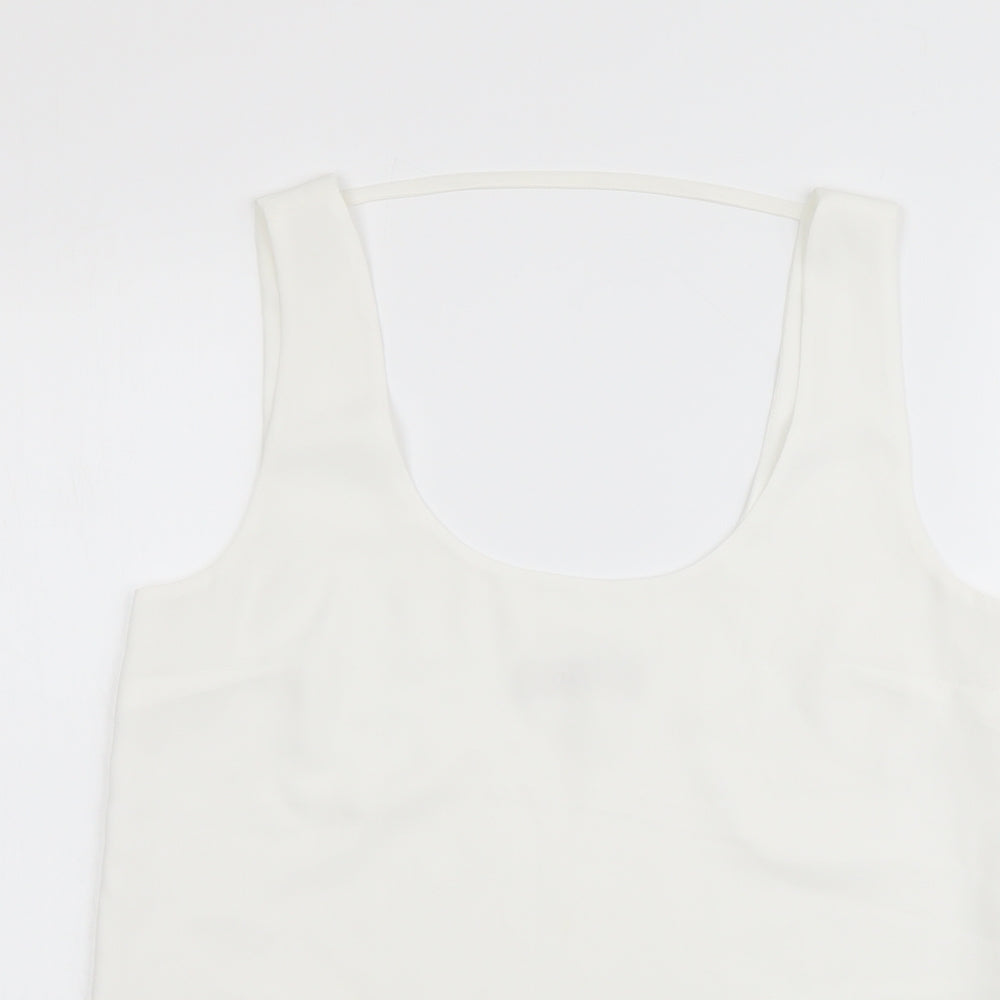 Oasis Womens White Polyester Basic Tank Size 8 Scoop Neck