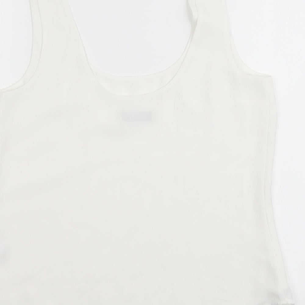 Oasis Womens White Polyester Basic Tank Size 8 Scoop Neck