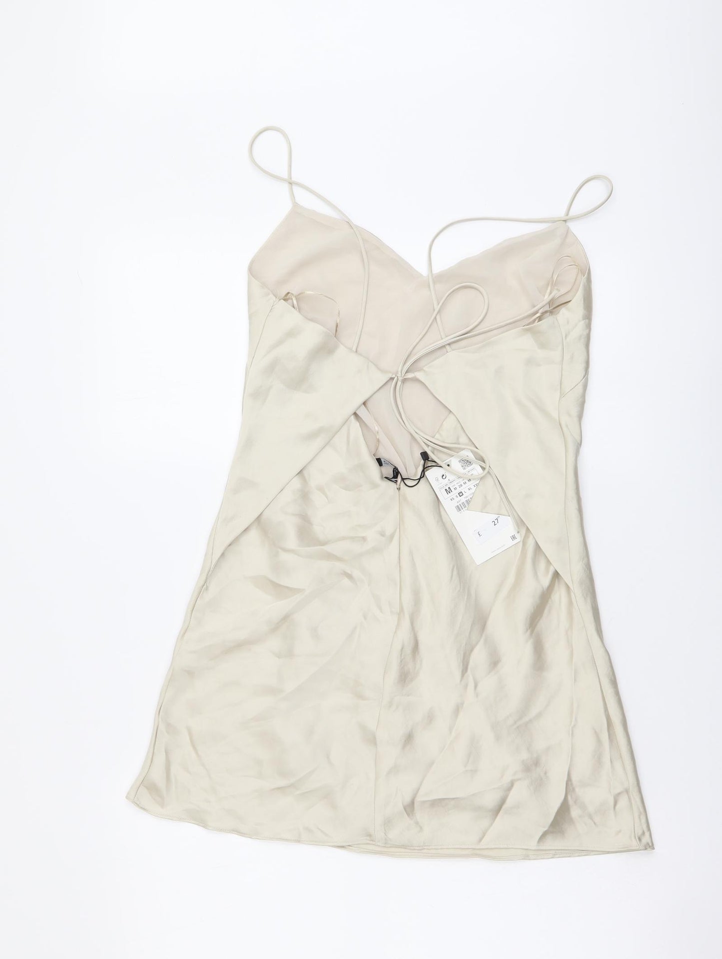 Zara Womens Beige Polyester Mini Size M V-Neck Zip
