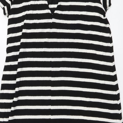 Only Womens Black Striped Viscose A-Line Size M Round Neck Pullover