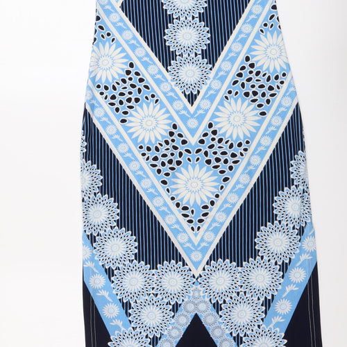 New Look Womens Blue Floral Polyester Maxi Size 10 Round Neck Pullover