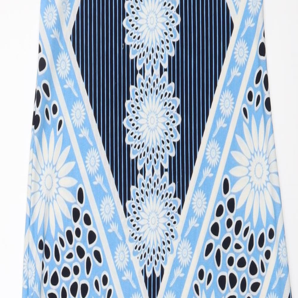 New Look Womens Blue Floral Polyester Maxi Size 10 Round Neck Pullover