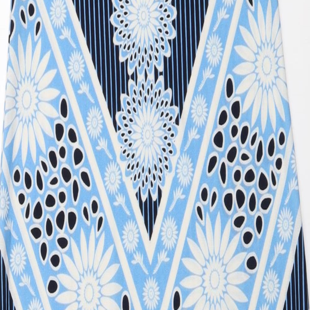 New Look Womens Blue Floral Polyester Maxi Size 10 Round Neck Pullover