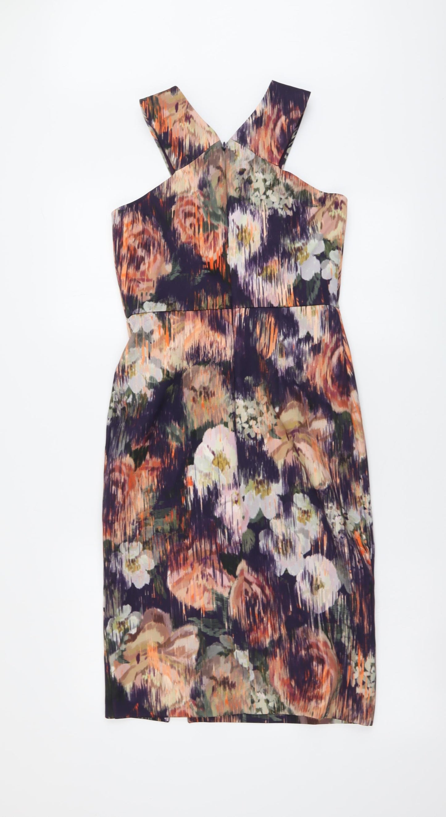 Coast Womens Multicoloured Floral Polyester Bodycon Size 8 Halter Pullover