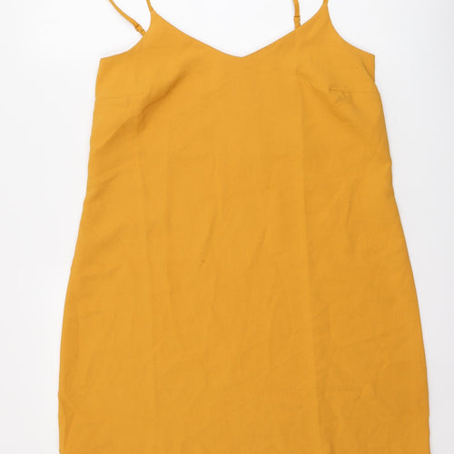 Missguided Womens Yellow Polyester A-Line Size 10 V-Neck Pullover
