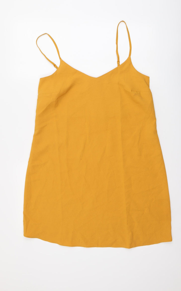 Missguided Womens Yellow Polyester A-Line Size 10 V-Neck Pullover