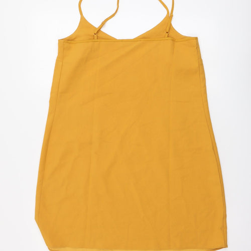Missguided Womens Yellow Polyester A-Line Size 10 V-Neck Pullover