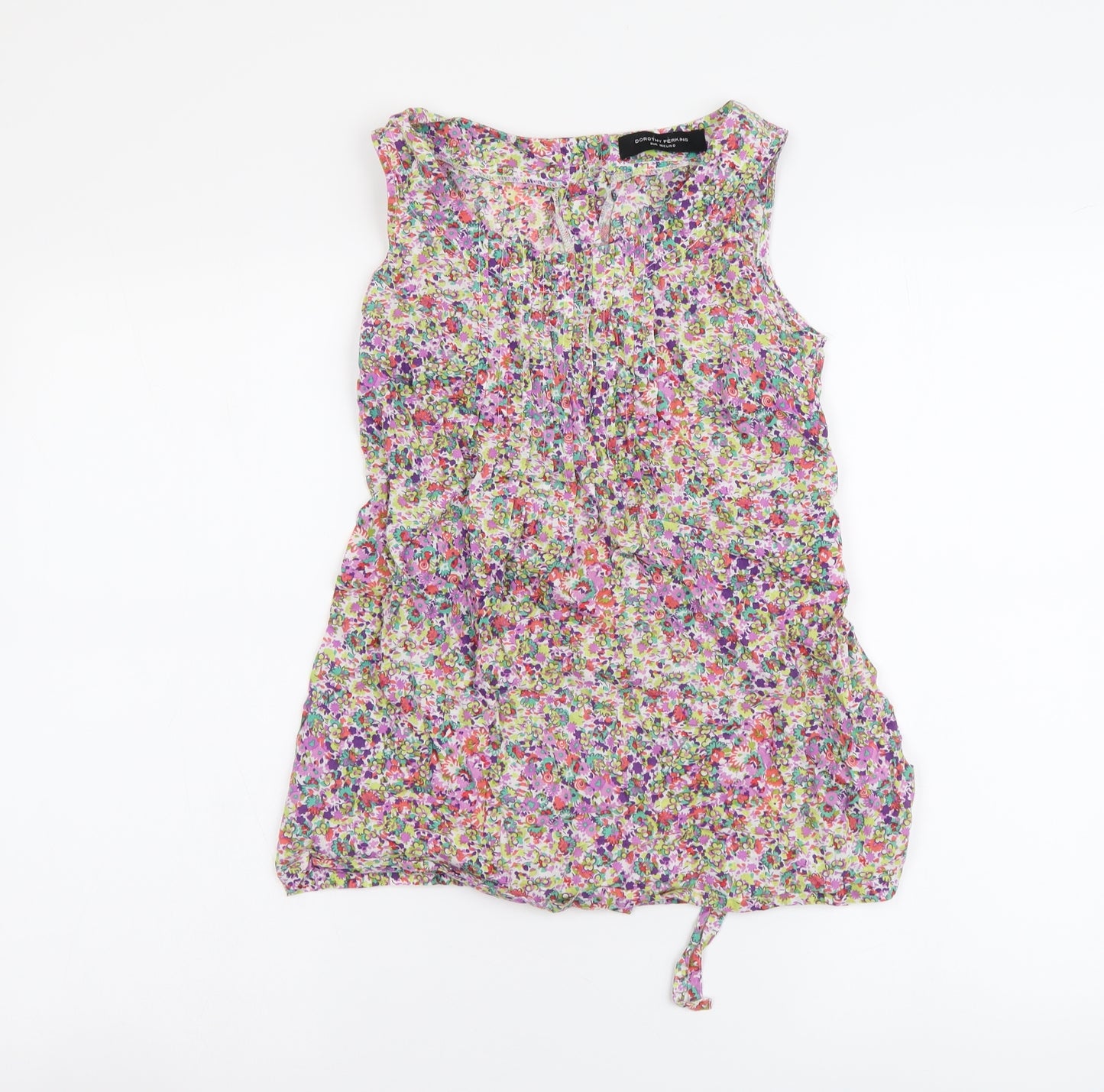 Dorothy Perkins Womens Multicoloured Floral Cotton Basic Blouse Size 8 Round Neck