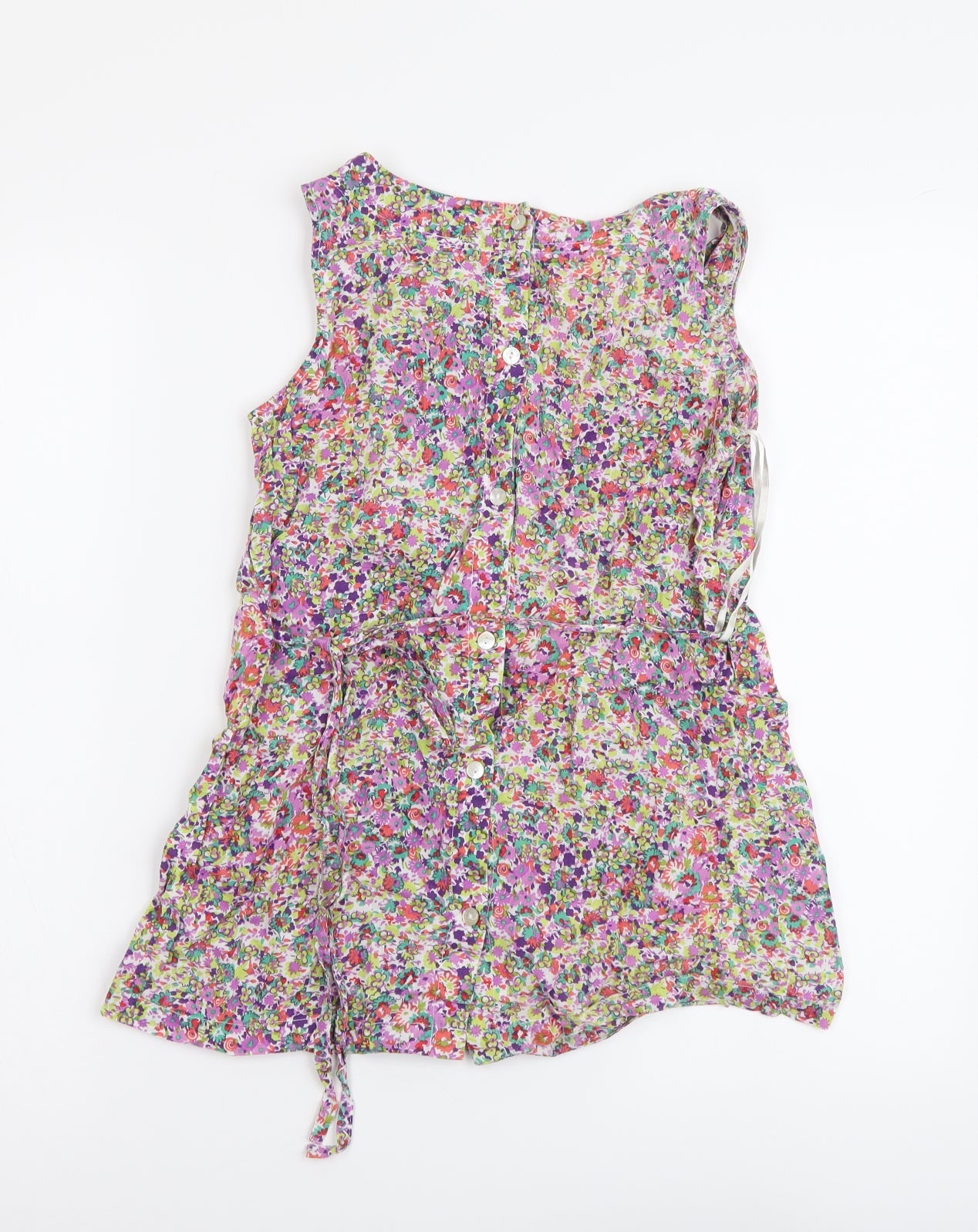 Dorothy Perkins Womens Multicoloured Floral Cotton Basic Blouse Size 8 Round Neck