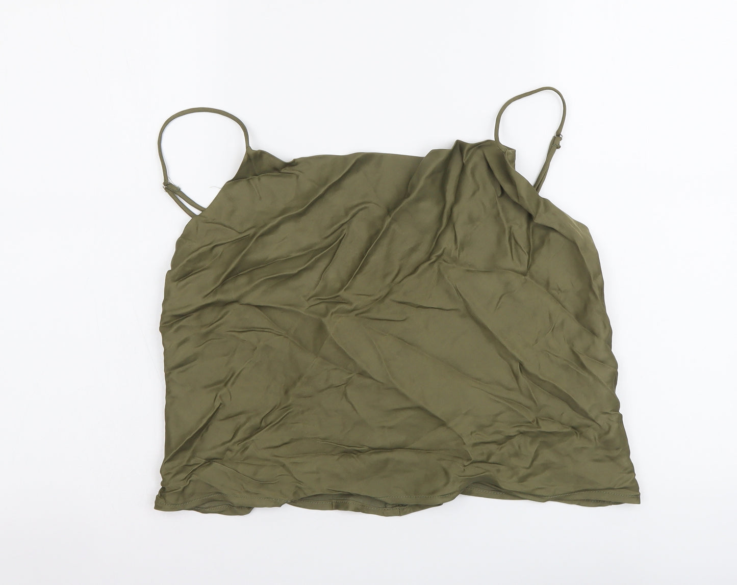 Zara Womens Green Polyester Cropped Tank Size XL Cowl Neck