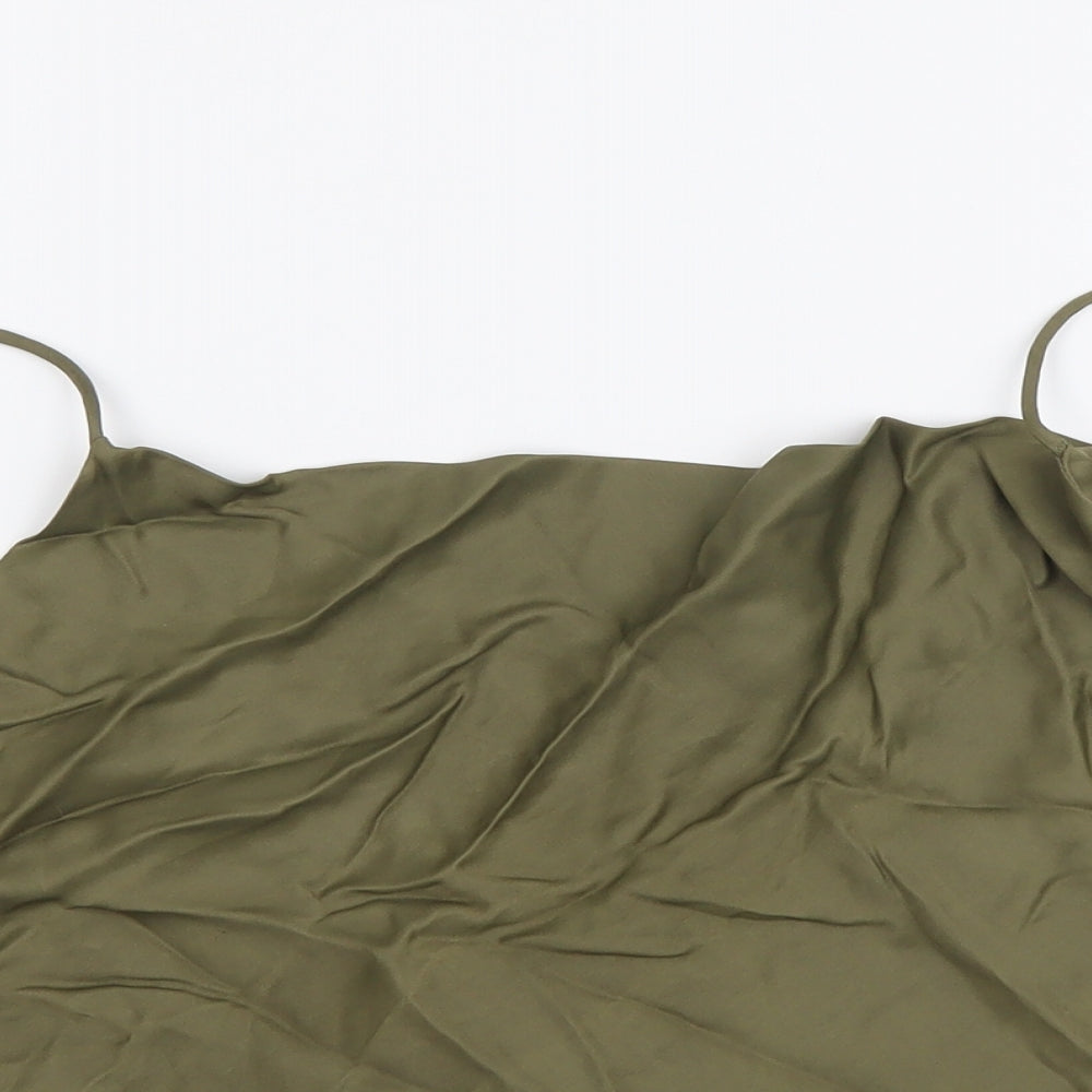 Zara Womens Green Polyester Cropped Tank Size XL Cowl Neck