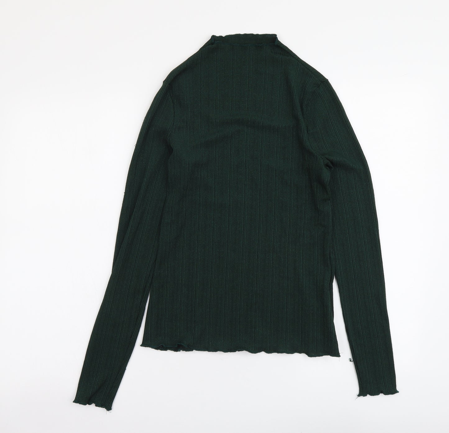 H&M Womens Green Polyester Basic Blouse Size M Mock Neck