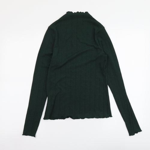 H&M Womens Green Polyester Basic Blouse Size M Mock Neck