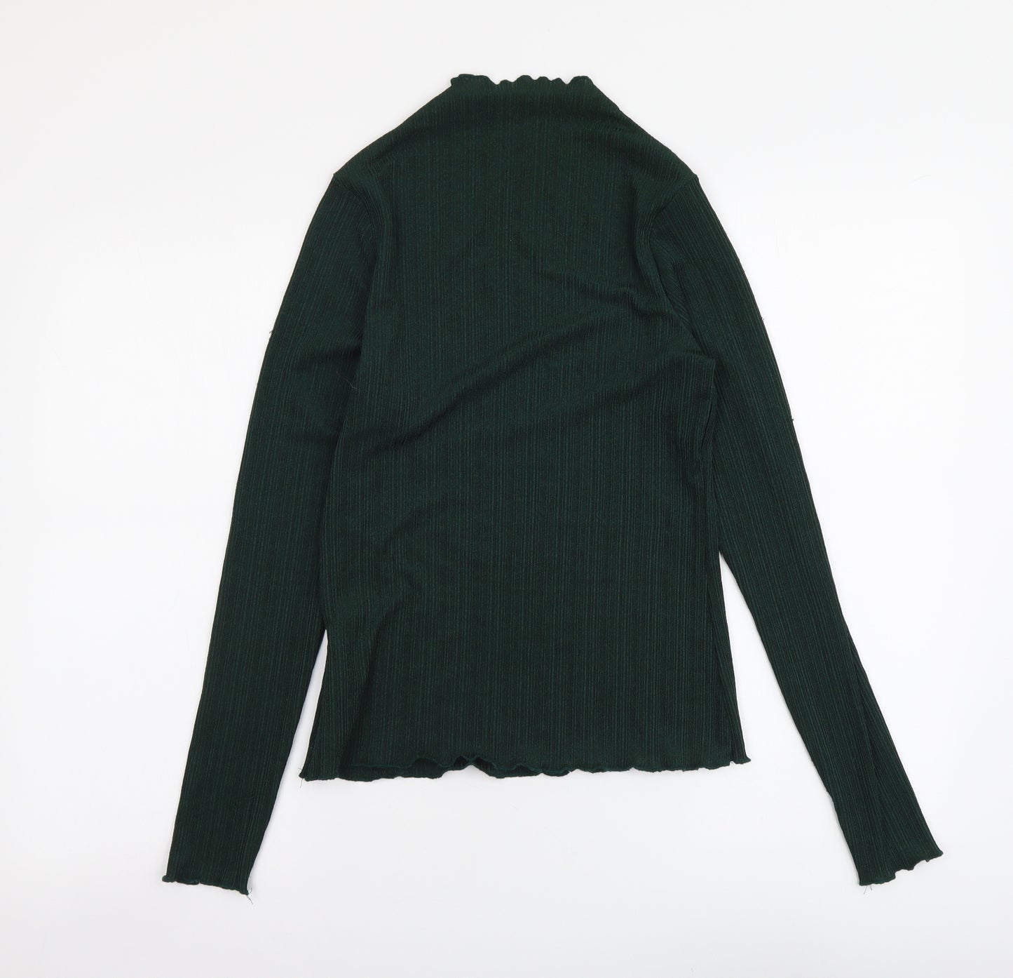 H&M Womens Green Polyester Basic Blouse Size M Mock Neck