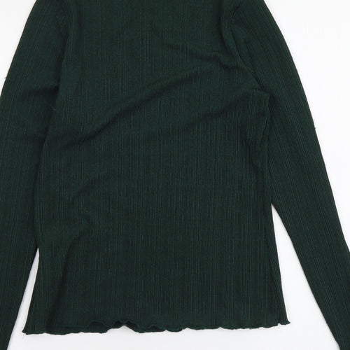 H&M Womens Green Polyester Basic Blouse Size M Mock Neck