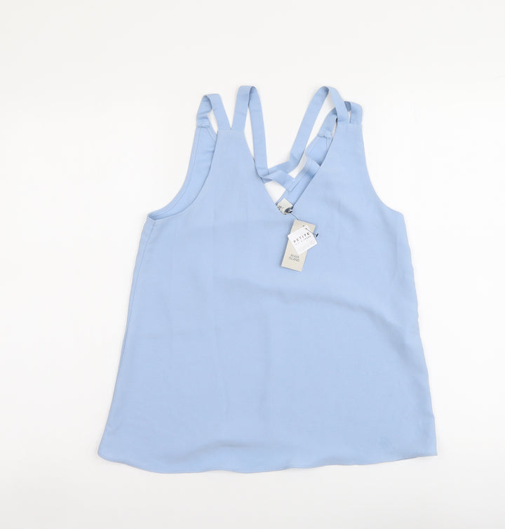 River Island Womens Blue Polyester Basic Blouse Size 4 V-Neck
