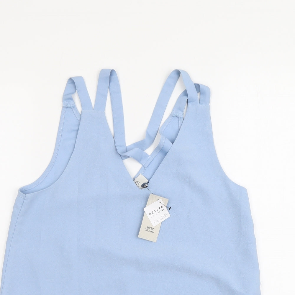 River Island Womens Blue Polyester Basic Blouse Size 4 V-Neck