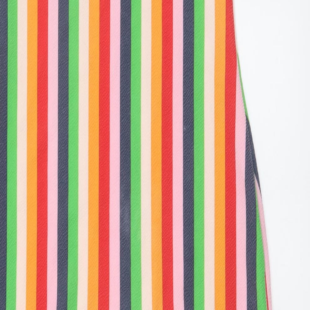 Boohoo Womens Multicoloured Striped Polyester A-Line Size 10 Round Neck