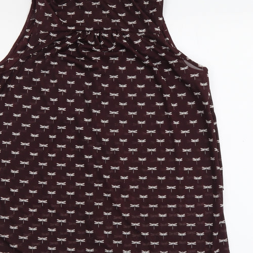 Marks and Spencer Womens Purple Geometric Polyester Basic Button-Up Size 10 Collared