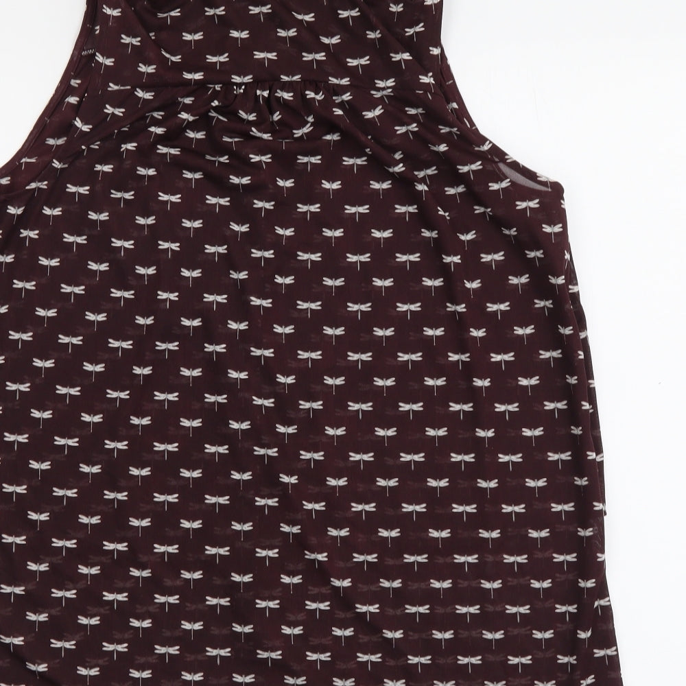 Marks and Spencer Womens Purple Geometric Polyester Basic Button-Up Size 10 Collared