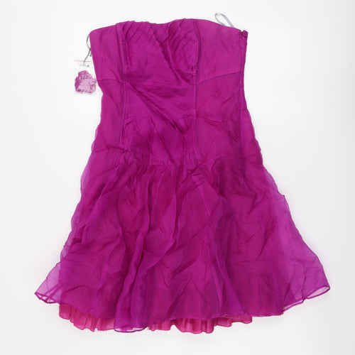 Red Herring Womens Purple Polyester A-Line Size 10 Off the Shoulder Zip
