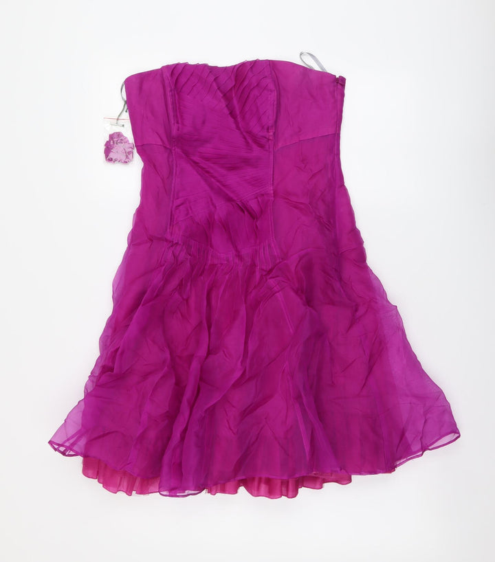 Red Herring Womens Purple Polyester A-Line Size 10 Off the Shoulder Zip