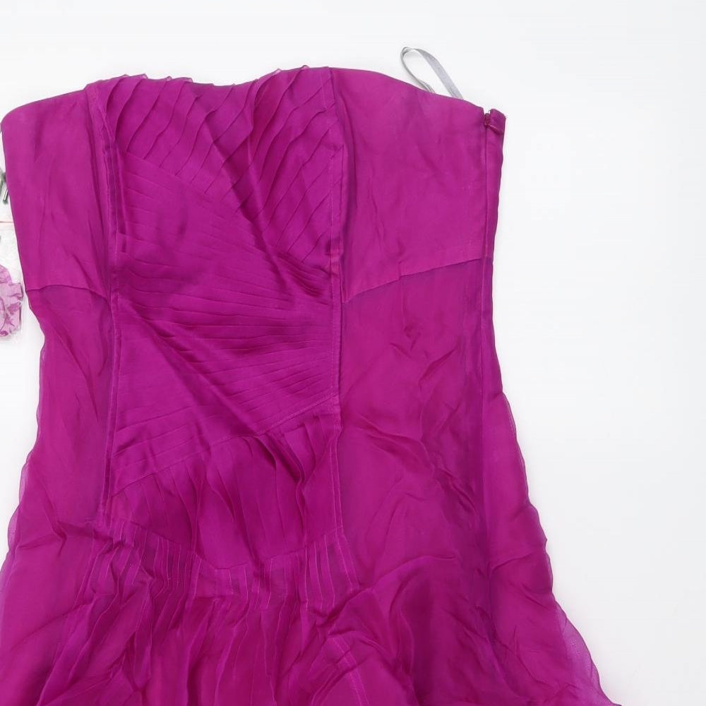 Red Herring Womens Purple Polyester A-Line Size 10 Off the Shoulder Zip