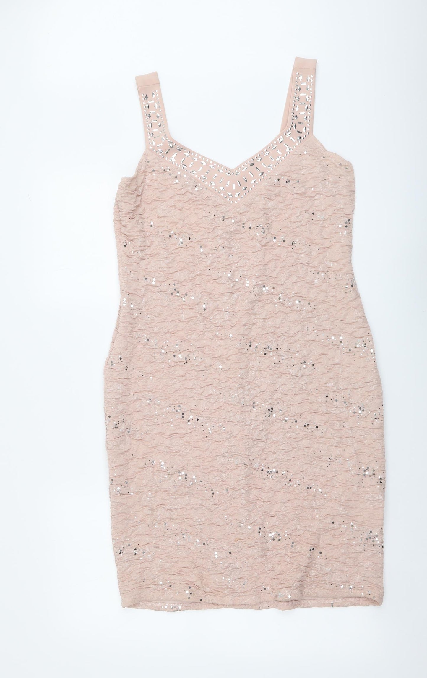 Frank Lyman Womens Pink Polyester Bodycon Size 12 V-Neck Pullover