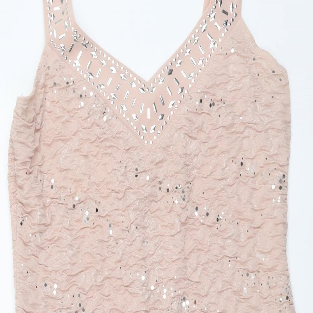 Frank Lyman Womens Pink Polyester Bodycon Size 12 V-Neck Pullover