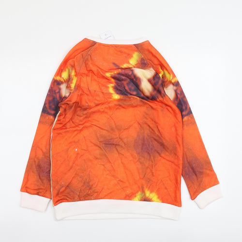 Via Delle Rose Womens Red Floral Polyester Pullover Sweatshirt Size S Pullover
