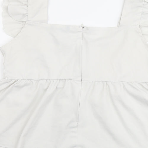 SheIn Womens Grey Polyester Basic Blouse Size S Square Neck