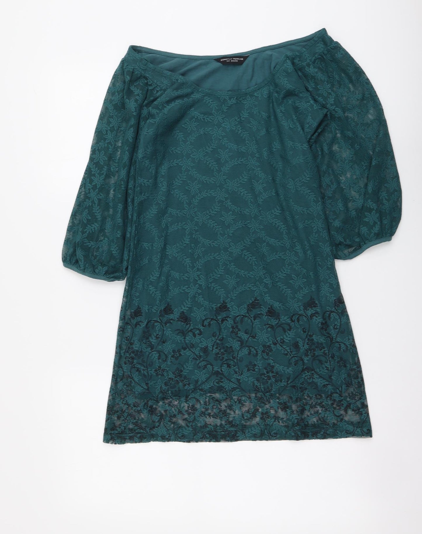 Dorothy Perkins Womens Green Cotton Mini Size 8 Round Neck Pullover