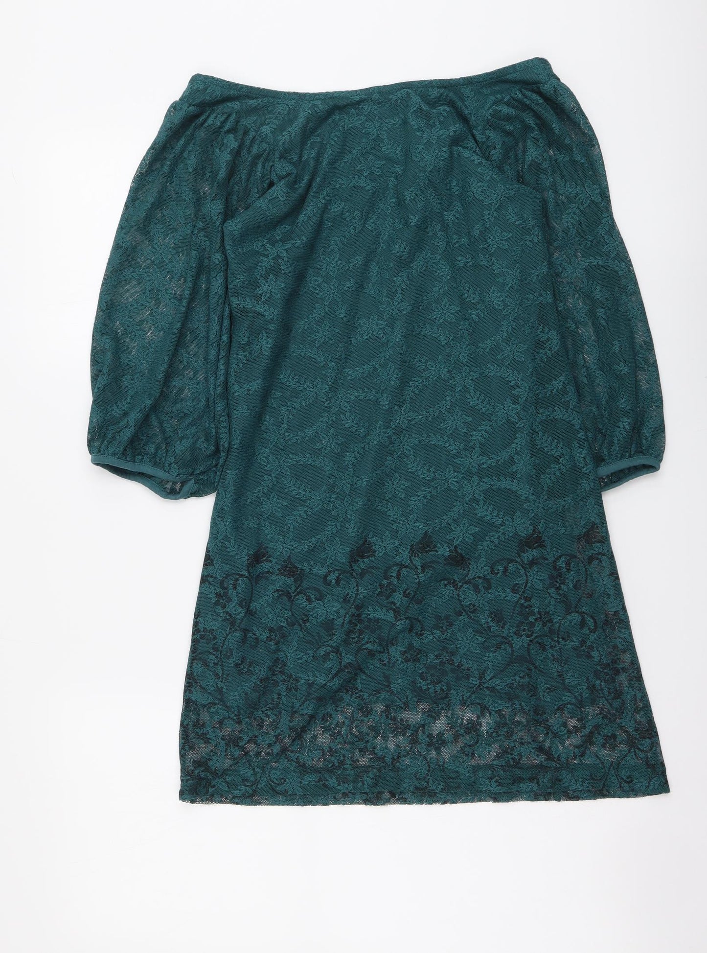 Dorothy Perkins Womens Green Cotton Mini Size 8 Round Neck Pullover