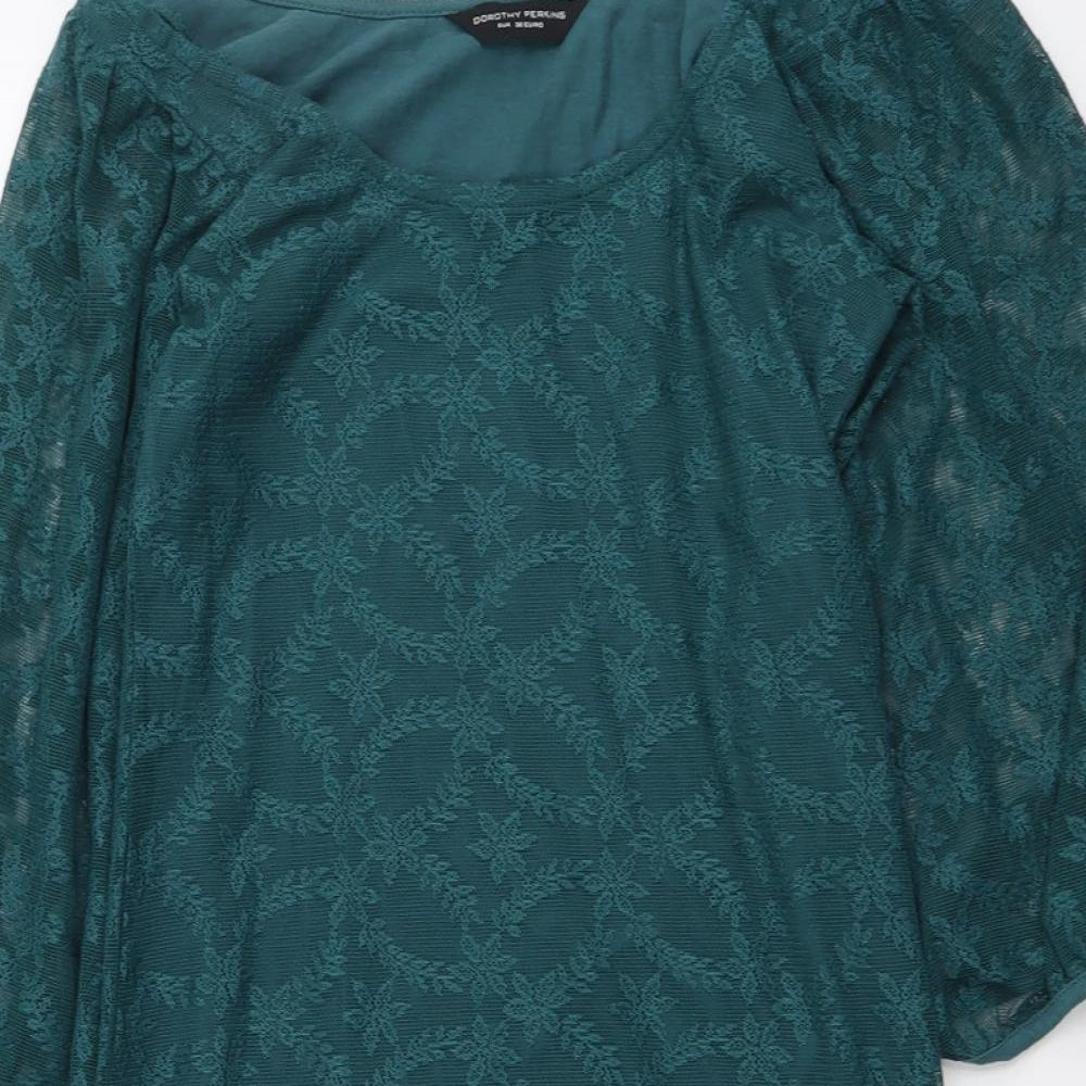 Dorothy Perkins Womens Green Cotton Mini Size 8 Round Neck Pullover