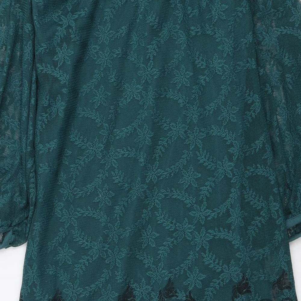 Dorothy Perkins Womens Green Cotton Mini Size 8 Round Neck Pullover