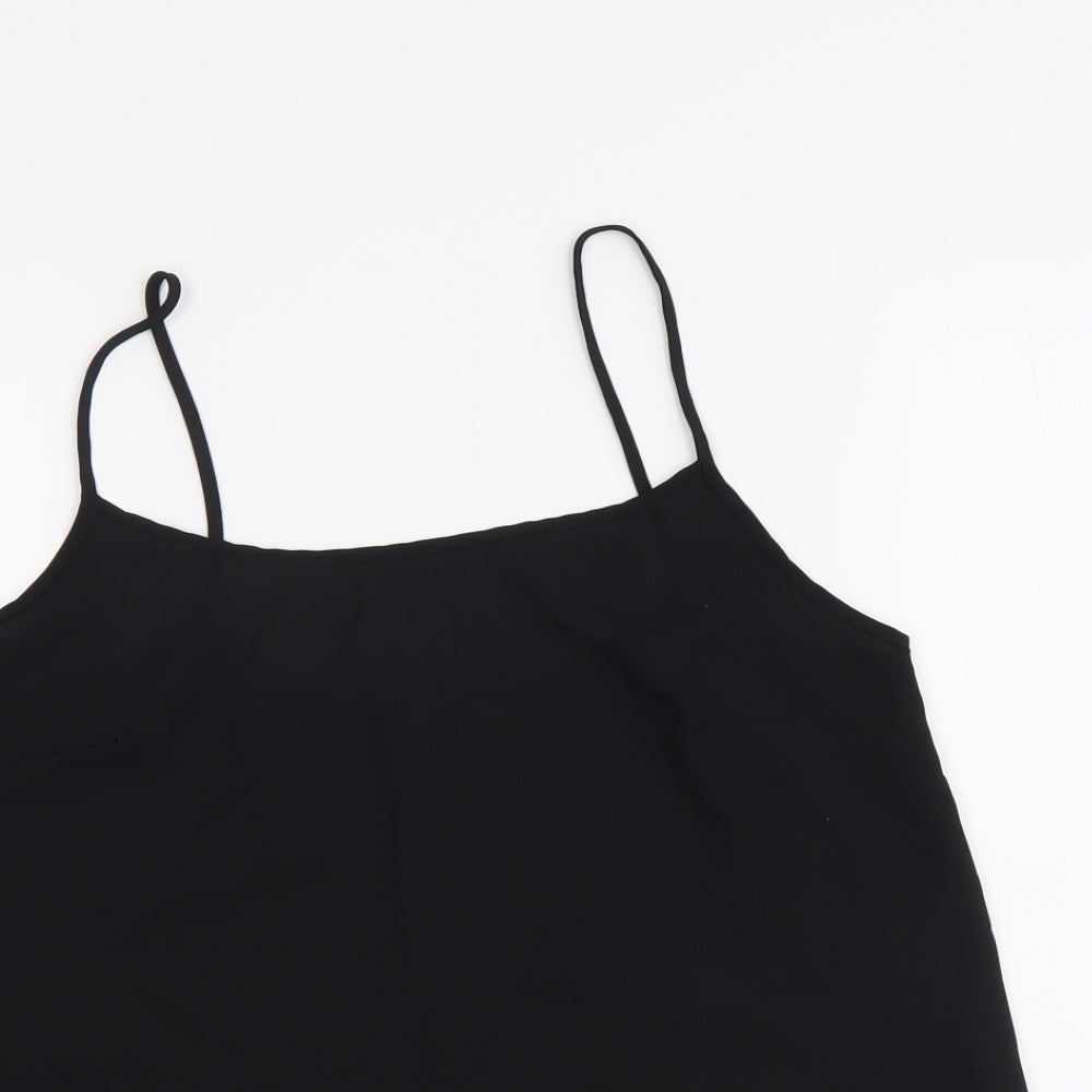 Papaya Womens Black Polyester Camisole Tank Size 10 Round Neck